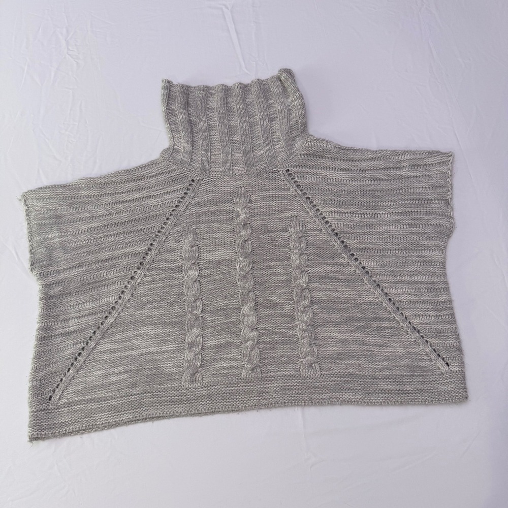 Crazy 8 Girls Gray Cable Knit Turtleneck Poncho Sweater Size L 10-12